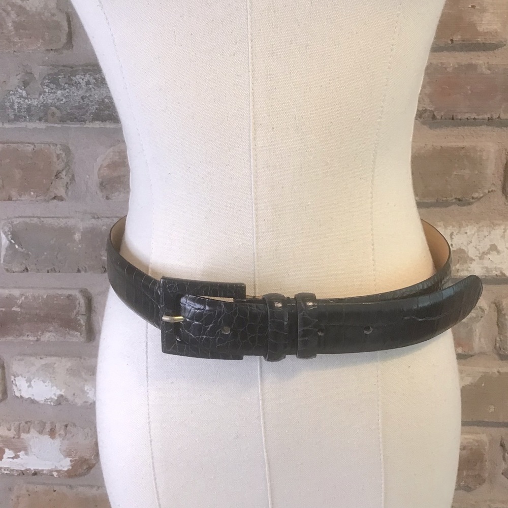 TAROX Woman’s Black Embossed Croc Italian Leather Belt M